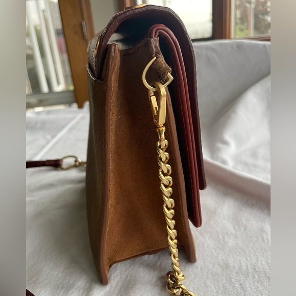 HAMMITT Jeffrey Cardiff Cranberry Leather Bag with Brushed Gold Accents - Picture 7 of 11